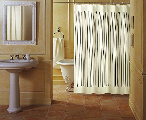 GELCO Textil-Duschvorhang 'Zebra' 180x200 cm - weiß/beige mit schwarzen Streifen - edler Design-Duschvorhang - Made in France von Gelco Design