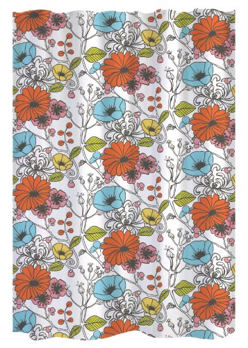 Gelco Design GELCO Textil-Duschvorhang 'Sakura' 180x200 cm - weißer Hintergrund mit bunten Blumenmotiven von Gelco Design