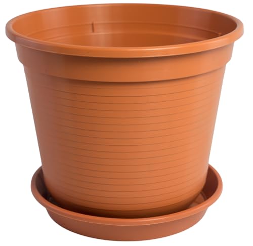 Blumentopf Standard mit Untersetzer in versch. Größen und Farben, Farbe:Terracotta, Durchmesser:12 cm von Geli