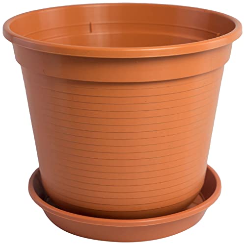 Blumentopf Standard mit Untersetzer in versch. Größen und Farben, Farbe:Terracotta, Durchmesser:22 cm von Geli