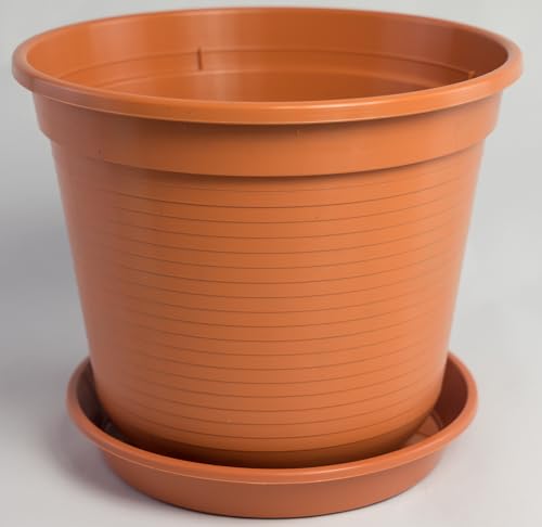 Blumentopf Standard mit Untersetzer in versch. Größen und Farben, Farbe:Terracotta, Durchmesser:36 cm von Geli