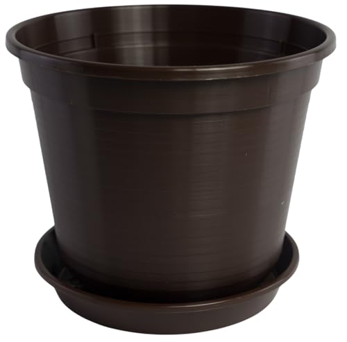 Blumentopf Standard mit Untersetzer in versch. Größen und Farben, Farbe:braun, Durchmesser:10 cm von Geli