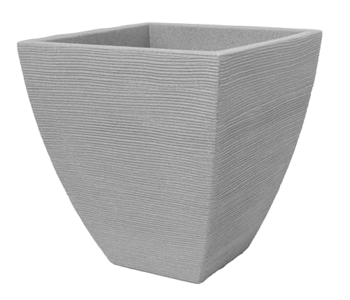 Geli Pflanzkübel Rillentopf quadratisch aus Kunststoff, Farbe:Zement-grau von Geli