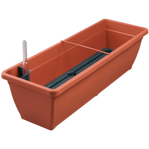 Geli Thermo Plastic Blumenkasten Aqua Flor Plus mit Bewässerung und Wasserstandanzeiger, Farben:Terracotta 06;Länge:60 cm von Geli