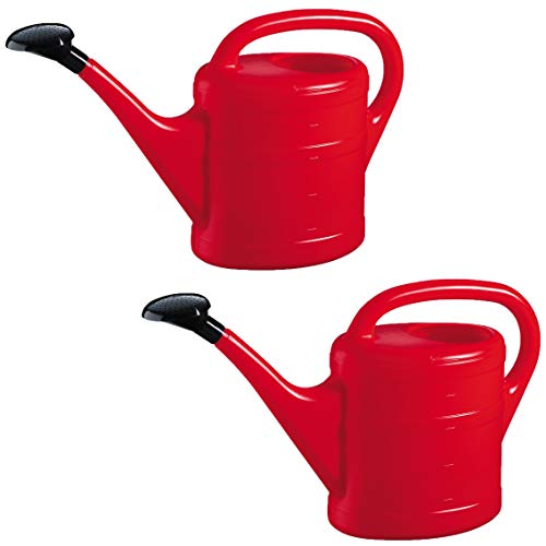 Gießkanne 5 L (2X) ROT Blumenkanne Gartengießkanne von Geli