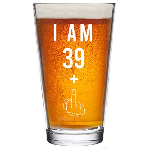 39 + One Middle Finger 40. Geburtstag Geschenke für Männer Frauen Bierglas - Lustige 40 Jahre alte 16oz Pint Gläser Party Dekorationen Supplies Craft Bier Geschenk-Ideen Papa Mama Ehemann Frau von Gelid