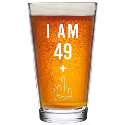 49 + One Middle Finger 50. Geburtstag Geschenke für Männer Frauen Bierglas - Lustige 50 Jahre alte 16oz Pint Gläser Party Dekorationen Supplies Craft Bier Geschenk-Ideen Papa Mama Ehemann Frau von Gelid