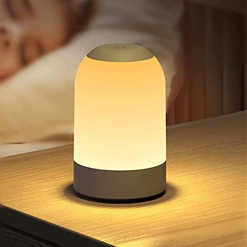 G Keni Nachttischlampe, LED Nachtlicht Touch Dimmbar mit 8 Farben und 1 Stunde Timer, Baby Nachtlicht USB Aufladbar, Stilllicht mit Speicherfunktion, Schlafzimmer Wohnzimmer und Kinderzimmer von G Keni