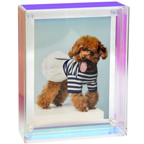 Gelite Acrylrahmen A3 zum Präsentieren von A3-Bildern oder kleineren, mattenfreien Neon-Bilderrahmen für Wand und Tischplatte, irisierender Regenbogen von Gelite