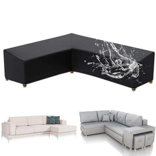 Abdeckung für Gartenmöbel V-Form, Sofa Abdeckung Schutzhülle Gartenmöbel Wasserdicht, Winddicht UV-Beständiges, 210D Oxford Gewebe Schutzhülle für V Form Lounge Sofa, Ecksofa -215 x 215 x 87cm von GelldG