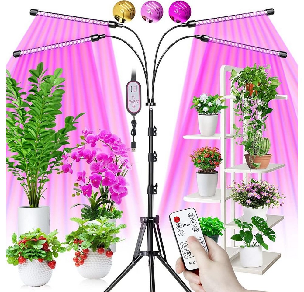 GelldG Pflanzenlampe Pflanzenlampe LED, Pflanzenlicht Vollspektrum mit Ständer, 4 Kopf von GelldG