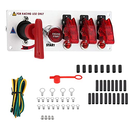 Geloo Zündschalter Panel 12V Racing Car Engine Start Push Button Switch Panel Carbon Fiber LED Toggle Switches for Race Car RV Truck von Geloo