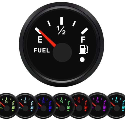 Geloo 0-190Ohm Kraftstoffstandanzeiger 7 Farben LED Wasserdichte Kraftstofftankanzeige mit Alarmleuchte für Marine Auto RV Wohnmobil Yacht von Geloo