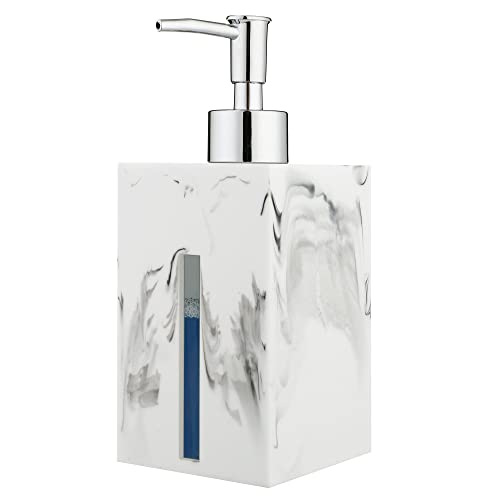 Gelory Marmor-Seifenspender, Harz-Flüssigseifenspender mit Kunststoffpumpe für Bad und Küche (500 ml) (weiß) von Gelory