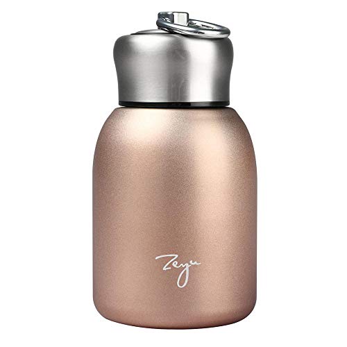 Tragbare kleine Thermoflasche, Mini-Edelstahl-Thermoflasche, matt, isolierte Wasserflasche für heiße und kalte Getränke, für Reisen, Sport-Wasserflasche 280 ml (Roségold) von Gelory