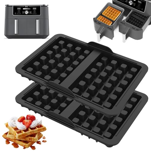 2 Stück Waffeleinsatz Heißluftfritteuse Zubehör, Waffeleinsatz für Ninja Af400eu/Af451eu/Sl400eu, Wiederverwendbarer Silikon Waffelplatten, Waffel Air Fryer Zubehör, Spülmaschinenfest 2 Stück Waffeleinsatz Heißluftfritteuse Zubehör, Waffeleinsatz für Ninja Af400eu/Af451eu/Sl400eu, Wiederverwendbarer Silikon Waffelplatten, Waffel Air Fryer Zubehör, Spülmaschinenfest von GeluEla