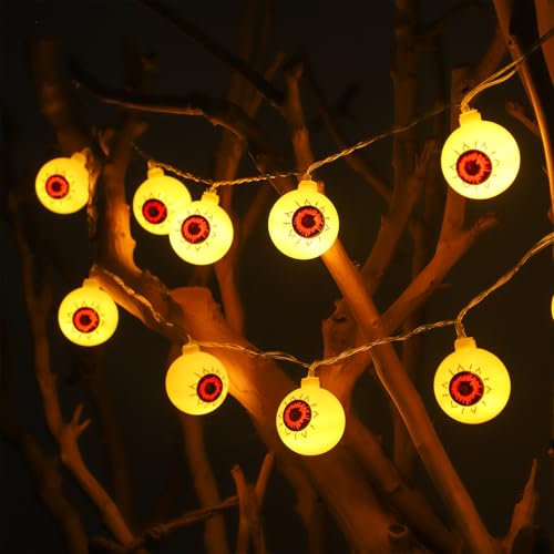 Halloween Lichterkette Augäpfel, 3m 20 LED Batteriebetriebene wasserdichte Halloween Lichterkette Augen mit Fernbedienung, 3 Blinkmodi Halloween Deko Outdoor Lichter für Draußen Innen Wand Garten Halloween Lichterkette Augäpfel, 3m 20 LED Batteriebetriebene wasserdichte Halloween Lichterkette Augen mit Fernbedienung, 3 Blinkmodi Halloween Deko Outdoor Lichter für Draußen Innen Wand Garten von GeluEla