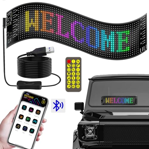 Led Anzeige Programmierbar, LED Laufschrift Schild mit Bluetooth-App-Steuerung flexibles USB 5V Anzeigetafel Personalisiert Flexibles LED-Display für Auto, LKW, Geschäft, Bar, Hotel von GeluEla