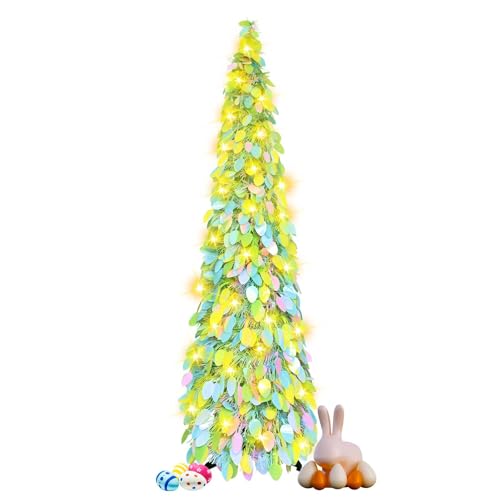 Osterbaum, 150m Oster LED Baum Deko, Birke Lichterbaum Innen mit Warmweißer LEDs Licht, mit Metallständer, Abnehmbar, Groß Künstliche Bäume, Wunschbaum, Hochzeit Dekobaum (Ei-Stil) von GeluEla