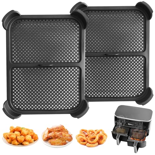 2 Stück Spritzschutz für Ninja Foodi Max Dual Zone heißluftfritteuse AF400EU AF451EU DZ401, Edelstahl Silikon Spritzschutz für Ninja Heißluftfritteuse Zubehör Wiederverwendbares von GeluEla