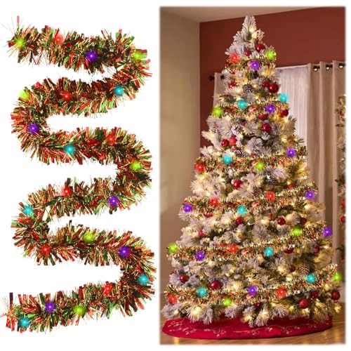 Weihnachtsbaum Vorbeleuchtete Girlande mit 5m Blinkende Farbkette,Weihnachtsbaumgirlande,Weihnachtsgirlande Treppe Christmas Decorations Weihnachten Deko (1 Girlande à 5 m) von GeluEla