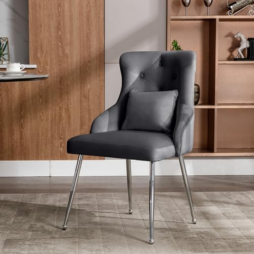 4er Set Esszimmerstuhl mit Knopfmuster, Gepolsterter Sessel, Stühle mit Metallbeinen, Moderner Loungesessel, Schlafzimmer-Wohnzimmerstuhl mit Lendenkissen, Grey 4er Set Esszimmerstuhl mit Knopfmuster, Gepolsterter Sessel, Stühle mit Metallbeinen, Moderner Loungesessel, Schlafzimmer-Wohnzimmerstuhl mit Lendenkissen, Grey von Gelukueub