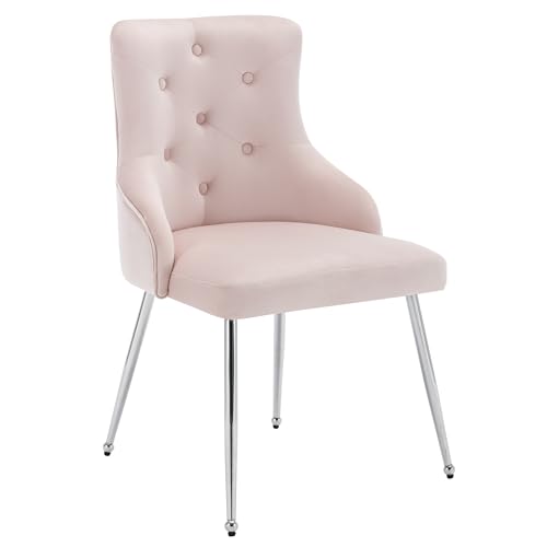4er Set Esszimmerstuhl mit Knopfmuster, Gepolsterter Sessel, Stühle mit Metallbeinen, Moderner Loungesessel, Schlafzimmer-Wohnzimmerstuhl mit Lendenkissen, Pink 4er Set Esszimmerstuhl mit Knopfmuster, Gepolsterter Sessel, Stühle mit Metallbeinen, Moderner Loungesessel, Schlafzimmer-Wohnzimmerstuhl mit Lendenkissen, Pink von Gelukueub