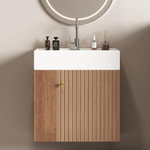 Badezimmermöbel Waschbecken mit Waschtischunterschrank 55 cm, Waschtischunterschrank hängend weiß, Kleine Gästebadmöbel Badezimmermöbel Waschbecken mit Waschtischunterschrank 55 cm, Waschtischunterschrank hängend weiß, Kleine Gästebadmöbel von Gelukueub
