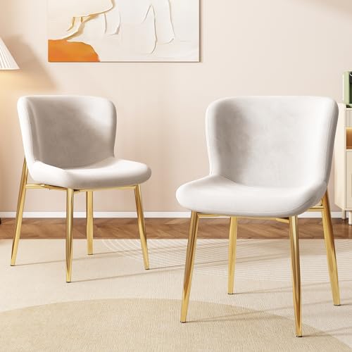 Esszimmerstuhl aus Samt, Wohnzimmer, 2er-Set, Schlafzimmer, Einzelner Deluxe Wohn- und Schlafzimmersessel, Loungesessel mit Vier Metallfüßen, Beige Esszimmerstuhl aus Samt, Wohnzimmer, 2er-Set, Schlafzimmer, Einzelner Deluxe Wohn- und Schlafzimmersessel, Loungesessel mit Vier Metallfüßen, Beige von Gelukueub