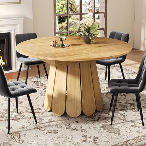 Gelukueub Esstisch ausziehbar, Esszimmertisch, Küchentisch, balkontisch, esstisch Holz Runder Esstisch, ausziehbar zu oval, 118-158 cm, Platz für bis zu 6 Personen, Holzfarbe Gelukueub Esstisch ausziehbar, Esszimmertisch, Küchentisch, balkontisch, esstisch Holz Runder Esstisch, ausziehbar zu oval, 118-158 cm, Platz für bis zu 6 Personen, Holzfarbe von Gelukueub