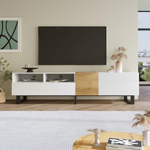 Gelukueub Moderner TV-Schrank, Weiß- und Holzoptik, 180 x 50 x 38 cm, Minimalistisches Design Gelukueub Moderner TV-Schrank, Weiß- und Holzoptik, 180 x 50 x 38 cm, Minimalistisches Design von Gelukueub