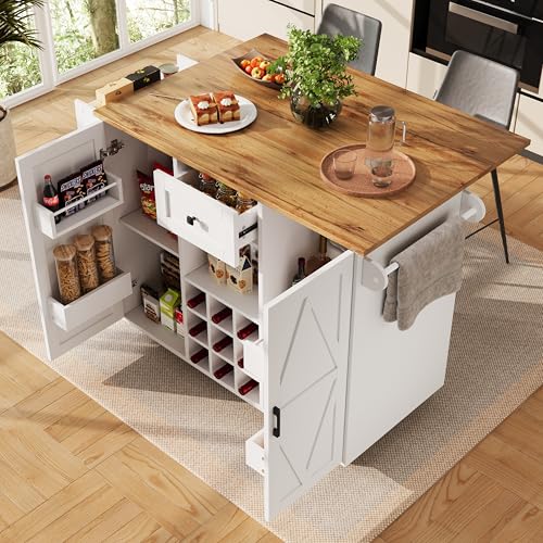 Moderne Kücheninsel, Küchenschrank, buffetschrank, Speisewagen mit Holzmaserung, buffetschrank, Multifunktionale Esstisch mit Speicherraum, Speisewagen mit Snackregalen und Stretchfunktionsschränken von Gelukueub
