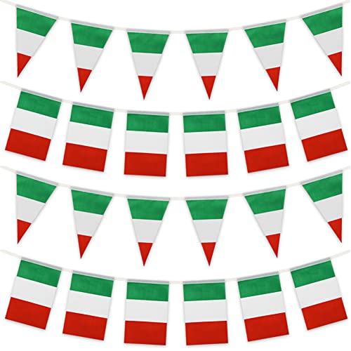 2er Italien Flagge, Rechteckige und Dreieckige Flaggen Wimpelkette zum Aufhängen, 60 Stück 65 Fuß Italien-Flaggen Schnur für den Innen und Außenbereich Banner für Nationalfeiertag Party deko von Geluode