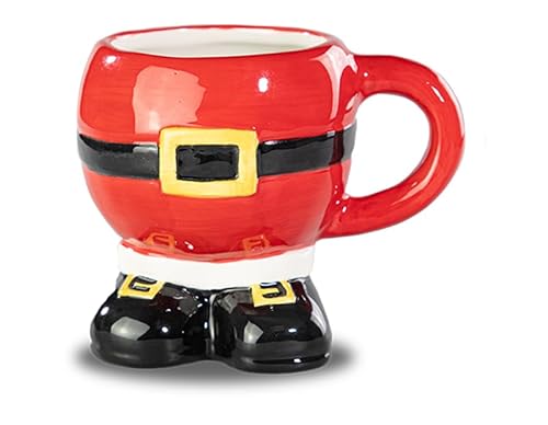 Gem Imports Santa Belly Keramiktasse - Neuheit Weihnachtstasse mit Weihnachtsmanngürtel & Stiefeln - Festliche Tasse für heiße Schokolade, Tee & Kaffee von Gem Imports