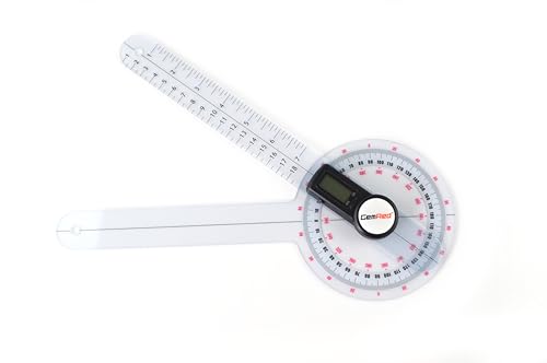 GemRed Winkelmesser Goniometer Digital, Goniometer Physiotherapie Digital, 360° Winkel Transparenter Digitaler Winkelmesser zur Gemeinsamen Bewegungsbereichs Messung mit Digitaler Anzeige von GemRed