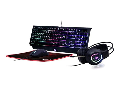GEMBIRD Phantom Gaming GGS-UMGL4-01 JUEGO 4-in-1 ILUMINADO TECLADO (Ingles) + RATÓN + ALFOMBRILLA + Auriculares von Gembird
