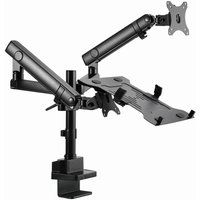 Gembird - MA-DA3-02 Schreibtischmontierter verstellbarer Monitorarm mit Notebook-Ablage (vollbeweglich), 17–32 Zoll, bis zu 8 kg von Gembird