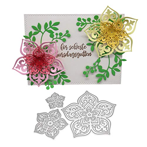 Gemini_mall 3D-Blumen-Stanzschablonen, Bastelarbeiten, Scrapbooking, Papier, Album, Prägeschablone, Basteln, Geschenk, Dekoration, Silber von Gemini_malll