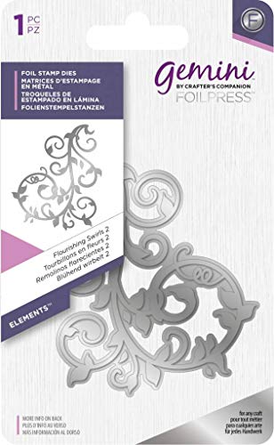 Crafter's Companion FSFLOSW2 Zwillingsstempel-Stempel"Flourishing Swirls 2" Silber von Gemini