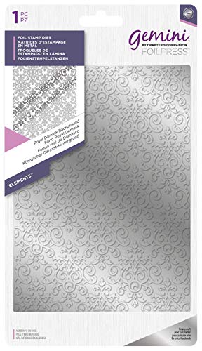Gemini GEM-FS-ELE-DAMBK Folien-Stempel Gesenkelemente Damasthintergrundes-Royal Damask Background, Silver, 4.75" x 6.6" von Gemini
