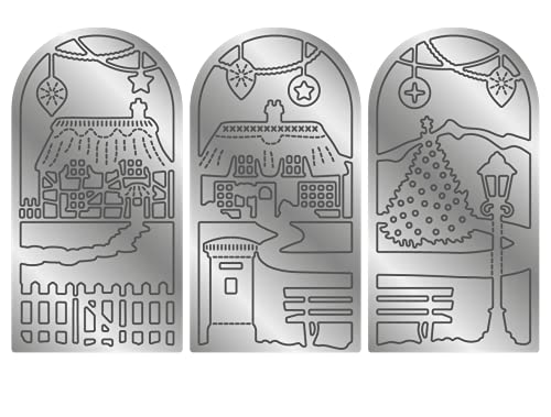 Gemini GEM-MD-ELE-QUAVI Elements Metallschablonen, Motiv: Dorf, silber, Einheitsgröße von Gemini