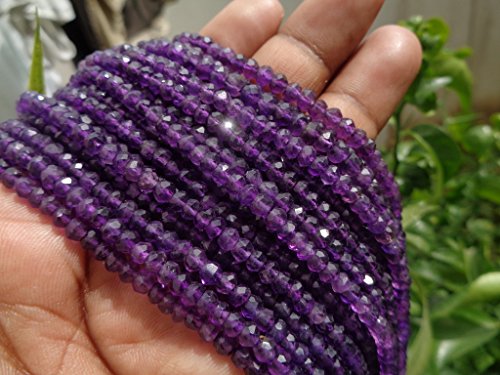 4 mm Facettiert AAA Natur Afrikanischer Amethyst Rondelle Perlen Strand, 33 cm lang Strand 4 mm Facettiert AAA Natur Afrikanischer Amethyst Rondelle Perlen Strand, 33 cm lang Strand von GemsBazar