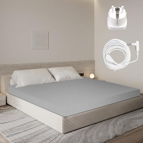 Gemsaya Erdungsmatte mit Erdungsanschlusskabel, Leitfähige Erdungsmatte mit 10% Silberfaser & 90% Bio-Baumwolle, Magnetfeldmatte für besseren Schlaf reduziert Stress (Grau, 203 x 153 cm) von Gemsaya
