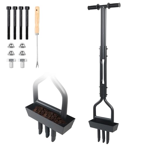 Gemsaya Rasenlüfter Spike Manuelle Vertikutierung Boden Belüftung Rasen, 3 Kerne mit Bodenschiene T-Griff Rasenbelüfter Vertikutierer Heavy Duty für Hof, Rasen Belüftung, Garten Werkzeug von Gemsaya