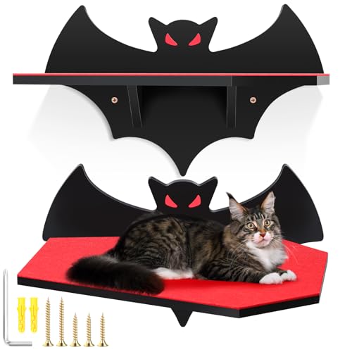 Gemscream Katzenregale für Wand, Halloween-Fledermaus, schwimmendes Gothic-Bett mit Sarg, Kratzbrett, Katzenwandbaum, belastbar bis zu 14 kg Gemscream Katzenregale für Wand, Halloween-Fledermaus, schwimmendes Gothic-Bett mit Sarg, Kratzbrett, Katzenwandbaum, belastbar bis zu 14 kg von Gemscream