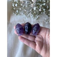 Miniatur Buddha Kopf Figur - Amethyst Spirituelles Geschenk Token von GemsforSoul