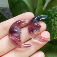 Carve Fluorit Mond Cabochon. Gesicht Kristall Schnitzer Mond. Edelsteinschnitzerei. Fluorit-Handwerk. Steinhandwerk von GemstoneConcept