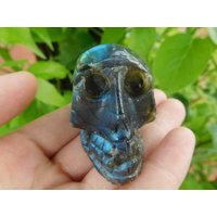 Ohne Loch Labradorit Geschnitzt Schädel. Schädel-Heim-Dekoration. Schädelfigur. Natürlichen Edelstein Handwerk. Schädel Ornament. Labradoritschädel von GemstoneConcept