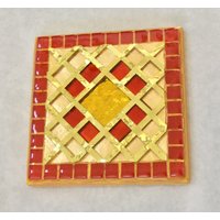 Juwel Ton Glasuntersetzer Gold, Rot & Orange Spiegel Tile Inset Juwel Ton Glasuntersetzer Gold, Rot & Orange Spiegel Tile Inset von GemstoneMosaics