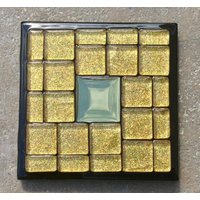 Mosaik-Untersetzer Goldglasjuwel Mit Regenbogen-Glitzerfliesen von GemstoneMosaics
